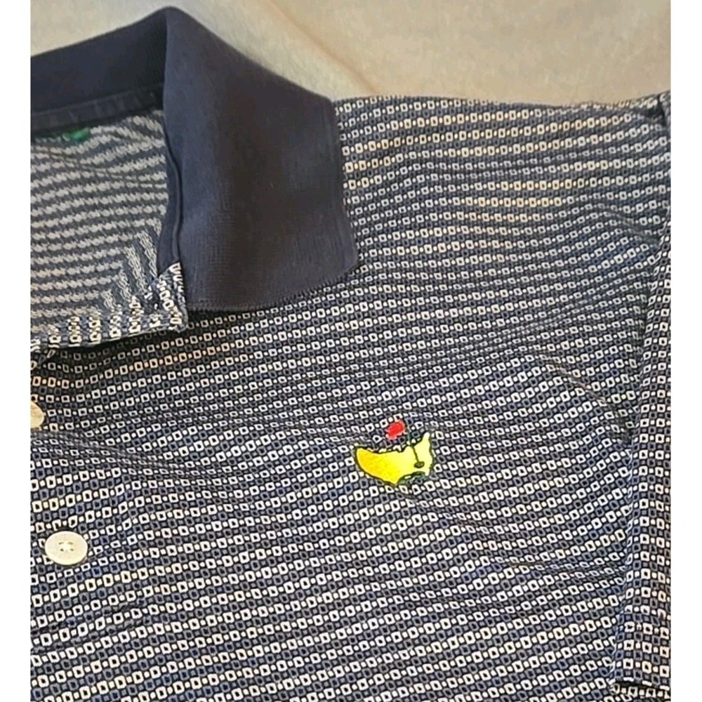 Amen Corner Masters Polo Shirt Mens L Blue Cotton Golf Embroidered Logo